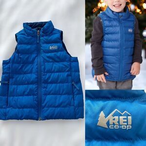 REI Toddler Kids 650 Goose Down Blue Puffer Vest Size XXS 4-5